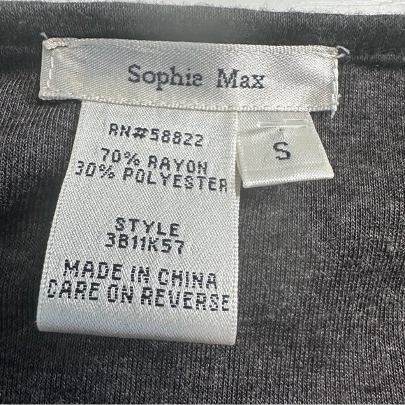 Sophie Max Women’s Black Grey Knit Geometric Rayon Blend 3/4 Sleeve Dress Sz S - Picture 4 of 4